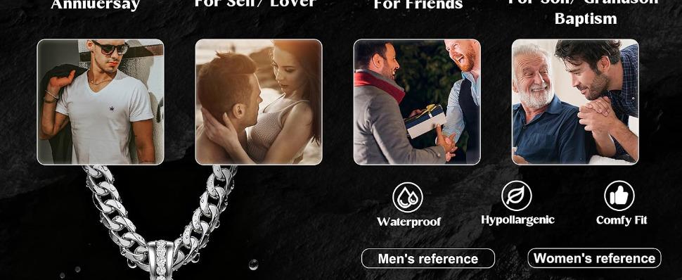 S925 Silver Cross Pendant Necklace Set for Men Women CZ Cross Pendant Layered Necklaces Stainless Steel Cuban Link Rope Chain Necklace Stack Jewelry with Gift Box 16-30 Inches