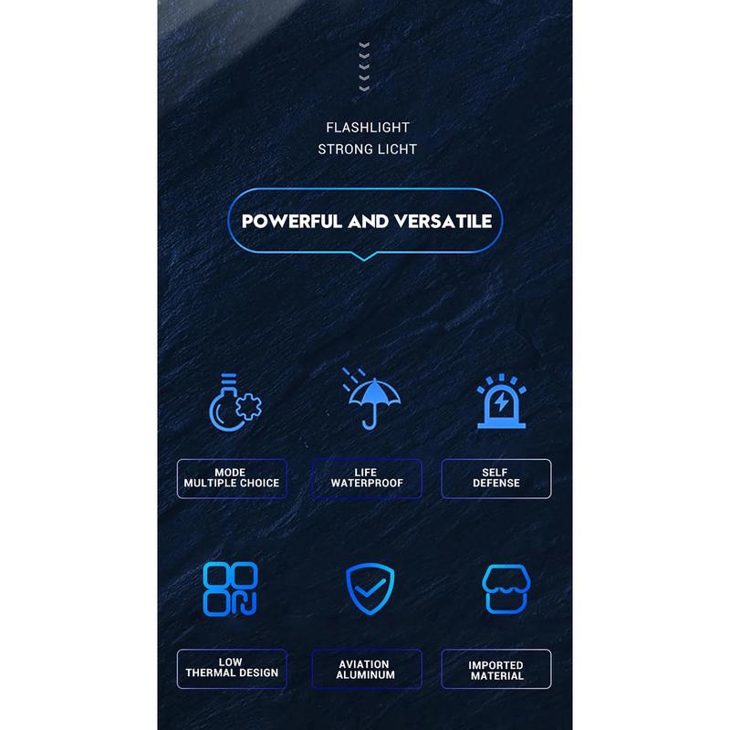 High Strong Power Led Flashlights Tactical Emergency Spotlights Telescopic Zoom Built-in Battery USB Rechargeable Camping Torch