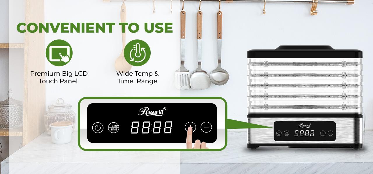 Rosewill Compact Food Dehydrator, 5 Stackable Trays with Adjustable 48H Timer and Temperature Control - Electric Food Preserver for Jerky, Fruits, Veggies, Meat & Dog Treats
