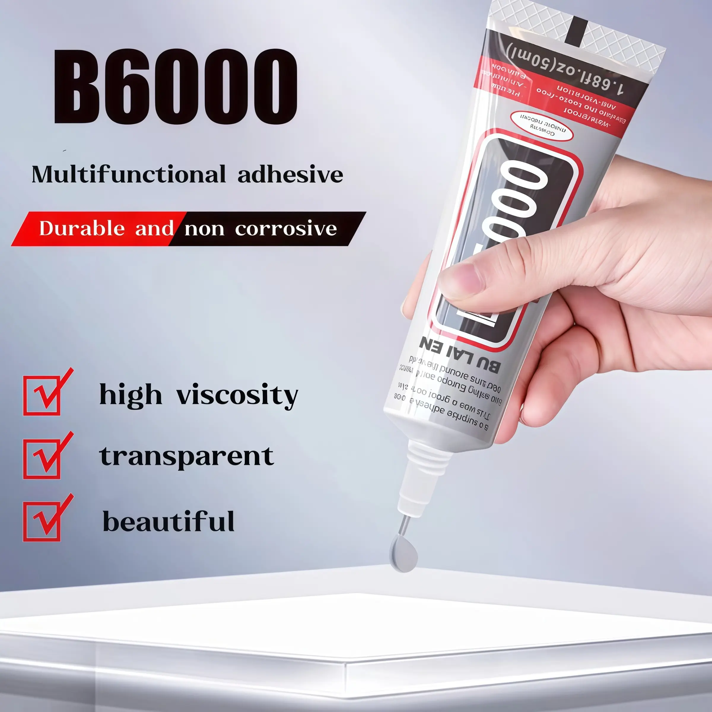B6000 Craft Plaster Gel, Transparent Super Jewelry Glue 50ML All-Purpose Super Glue, Super Glue Clear, Adhesive, Superglue Gel, Suitable for Fabric, Metal, Plastic, Glass and Crystal Crafts Jewellery Repair