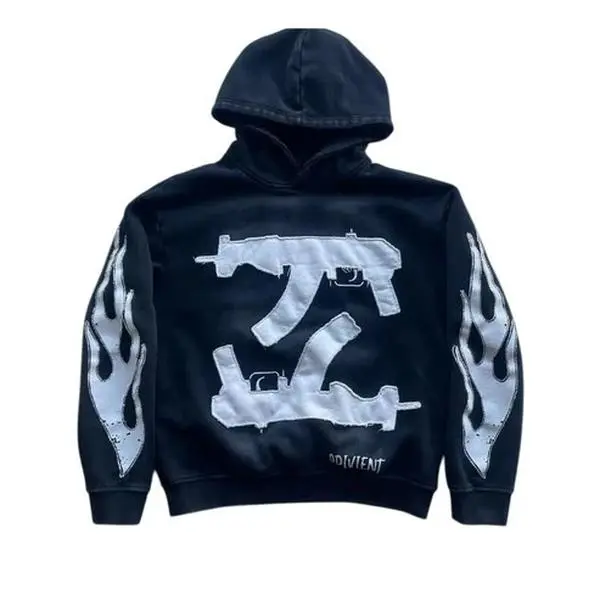 Women's Loose-Fitting Oversized Distressed Foam Print Graphic Pullover Hoodie - Casual Edgy Streetwear Long Sleeve Polyester Clothes with Kangaroo Pocket, Sweatshirts