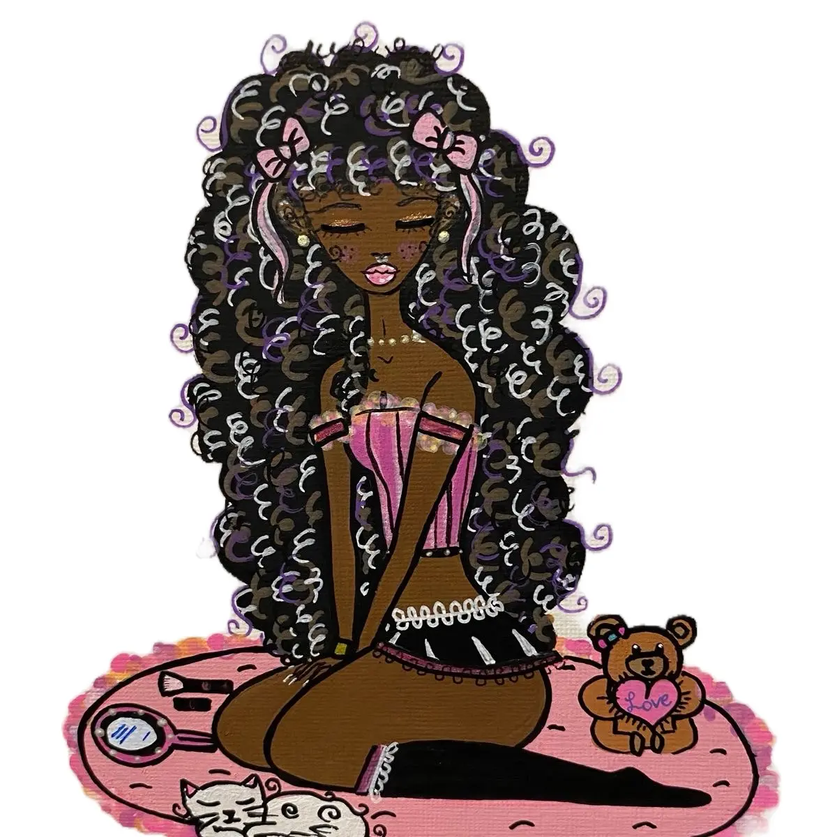 Hello kitty Coquette Bratz Dollette inspired Wall decor art print
