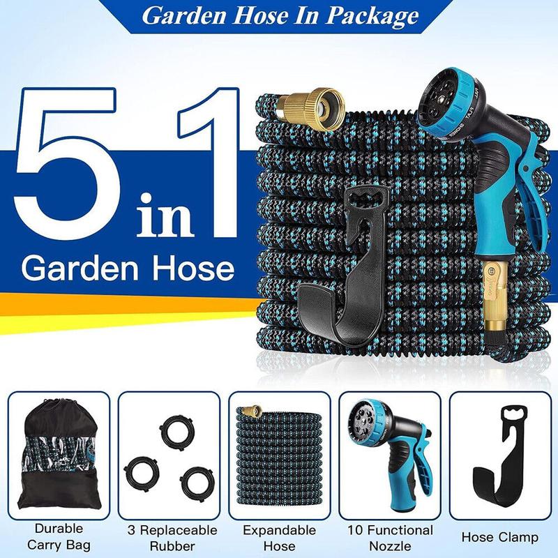 50ft & 100ft Expandable Water Hose with Spray Nozzle, Lightweight & Flexible Garden Hose, Durable & Kink-Free Design for Easy Watering and Cleaning Portable