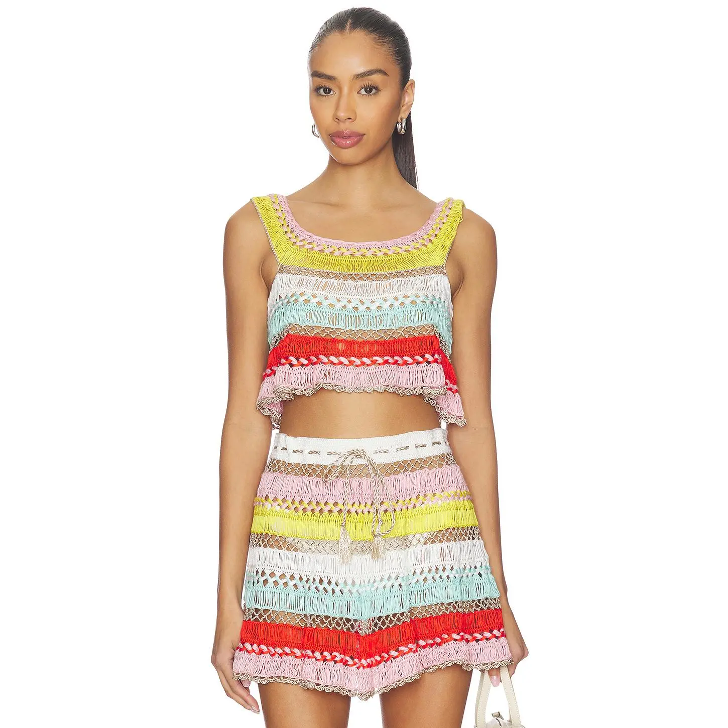 My Beachy Side Cleo Hand-crocheted Top in Multi