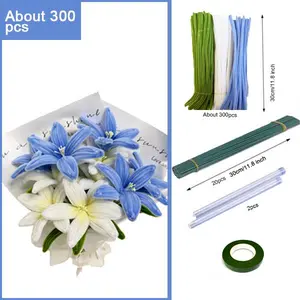 Handcrafted lily Flowers Piece Pipe Cleaner Craft Set Bulk Chenille Stems for DIY Tulip Flower Making Kit Includes Floral Wire Gardening Tape Complete Kit for Crafting