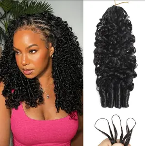 Daydream Hair Burmese Curly Human Miracle Knotless Crochet Hair 18inch 150g Knotless Pre-Separated Feather Crochet Real Human Hair 3C Light weight Reusable Remy Hair Extensions for Women Natural Black Color