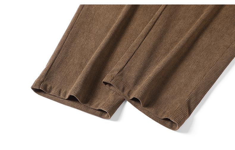 Men's solid color retro spring and autumn loose straight corduroy new vertical tube elastic casual sweatpants, retro texture, with drawstring pockets, soft, breathable and comfortable, suitable for daily leisure sports hiking