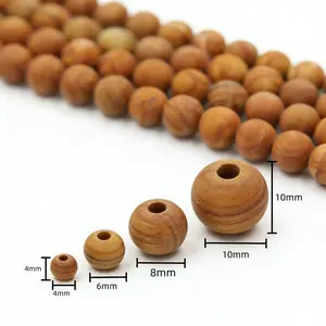 Natural Golden Sandalwood Smooth Round Beads 6mm 8mm 10mm 12mm 15.5" Strand
