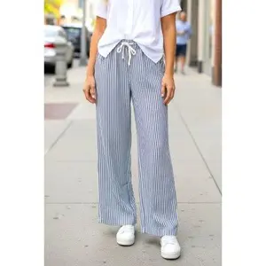 Drawstring Pinstripe Pants