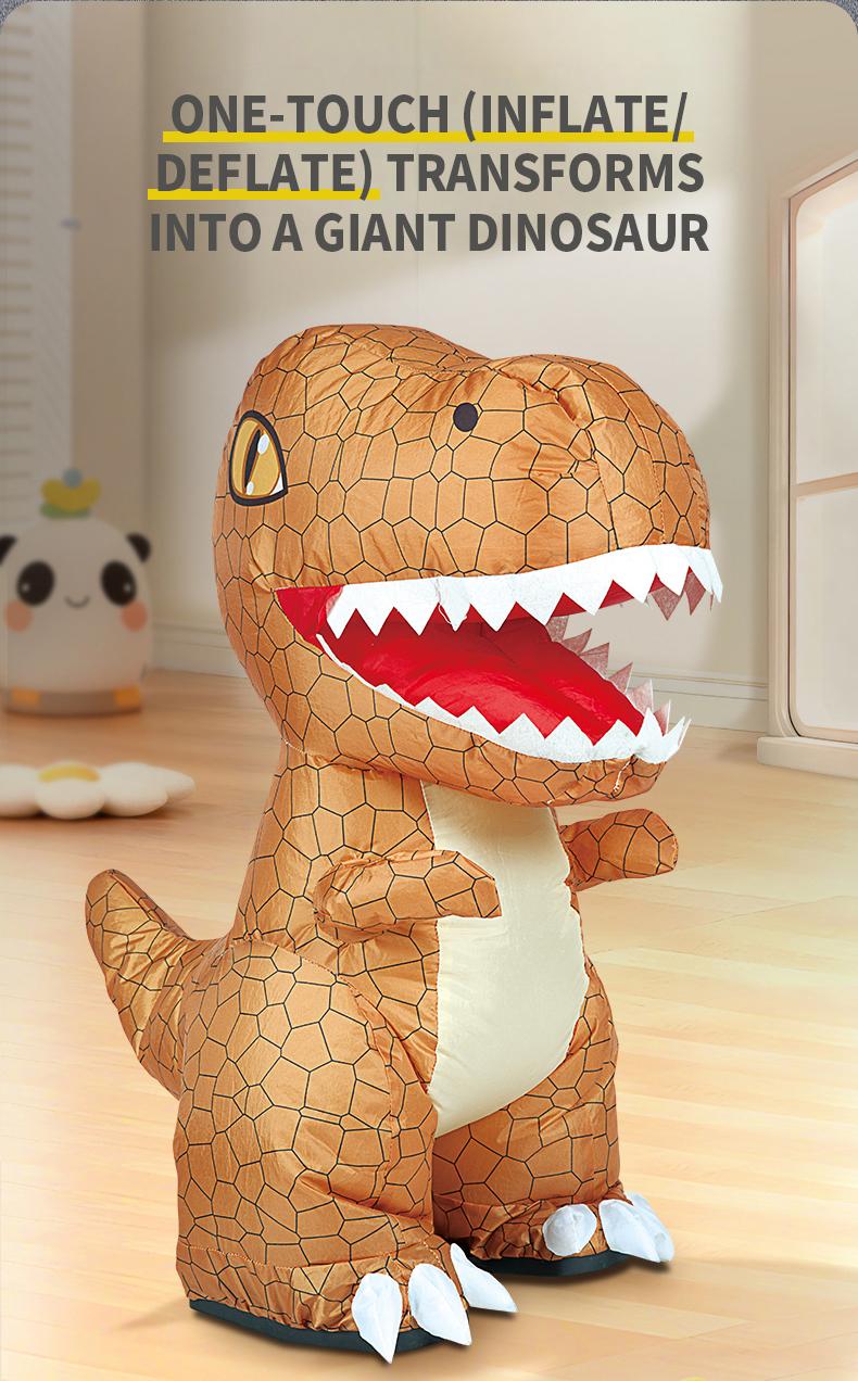 BRRRRT 2.4GHz Remote-Controlled Inflatable T-Rex Dinosaur Toy with Sound & Spinning Features Rechargeable for Indoor & Outdoor Play Green & Brown Options Ideal for Boys Girls and Adults