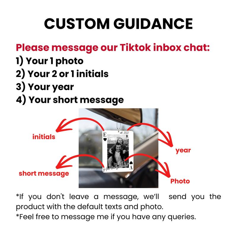 Personalized Your Photo Car Hanging Keychain, Drive Safe Gift for Him, Valentine's Day Gift Boyfriend, Couple Playing Card Car Visor Clip