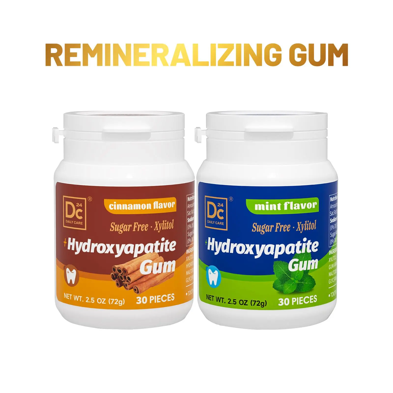 DC24 DAILY CARE Remineralizing Gum with Hydroxyapatite and Xylitol, Sugar Free Gum, Aspartame & Sucralose Free Dental Gum, Supports Fresh Breath and Oral Health, MINT/CINN Flavor 30 Count (2PACK) DealsForYouDays summerwins