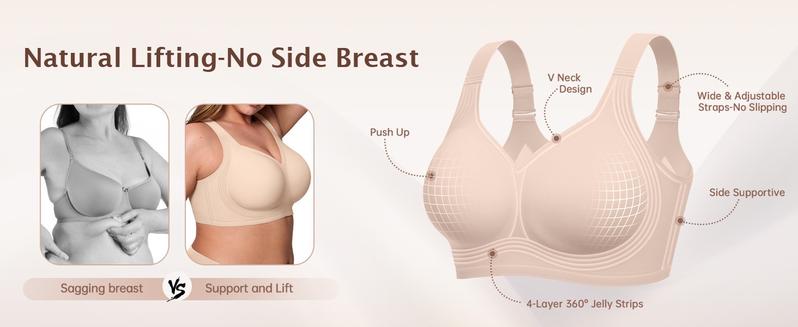 Women Jelly Bras Wirefree Full Coverage No Underwire Everyday Bras Comfortable Wireless Padded Tshirt Bra