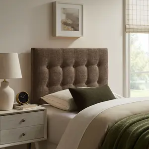 Emily Fabric Upholstered Twin Size Headboard in Mocha