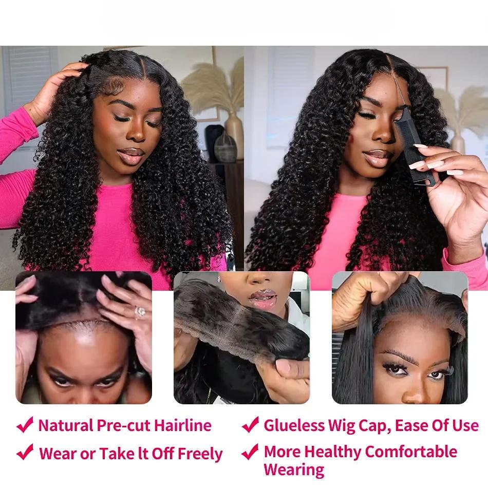 [NEW IN] 6x4 Pre-Cut Glueless Wigs Human Hair Pre Plucked Pre Cut 7x5 9x6 Lace Closure Wigs for Black Women 180 Density Deep Wave Wig Human Hair Curly Wig