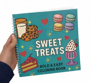 Sweet Treats - Bold and Easy Coloring Book for Kids and Adults with a Reusable Protective Sheet