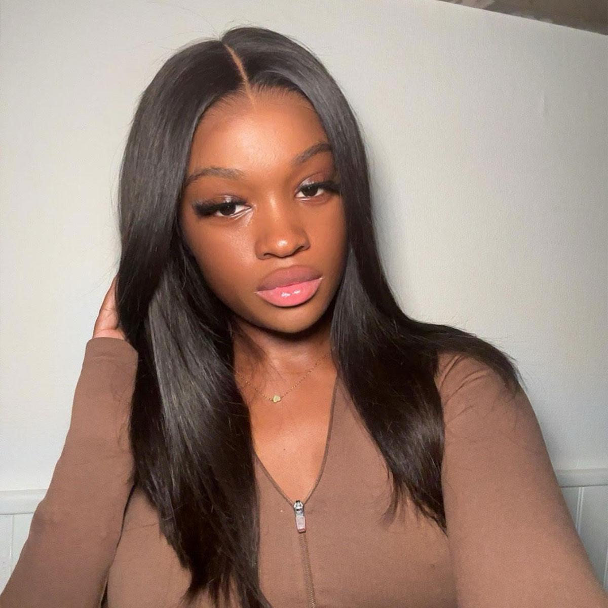 Arabella Designer Style 6x5 Glueless Frontal Lace Long Bob Wig 99J# Burgundy Red Blunt Cut Super Silky Straight Grab to Go Human Hair Lace Closure Wig