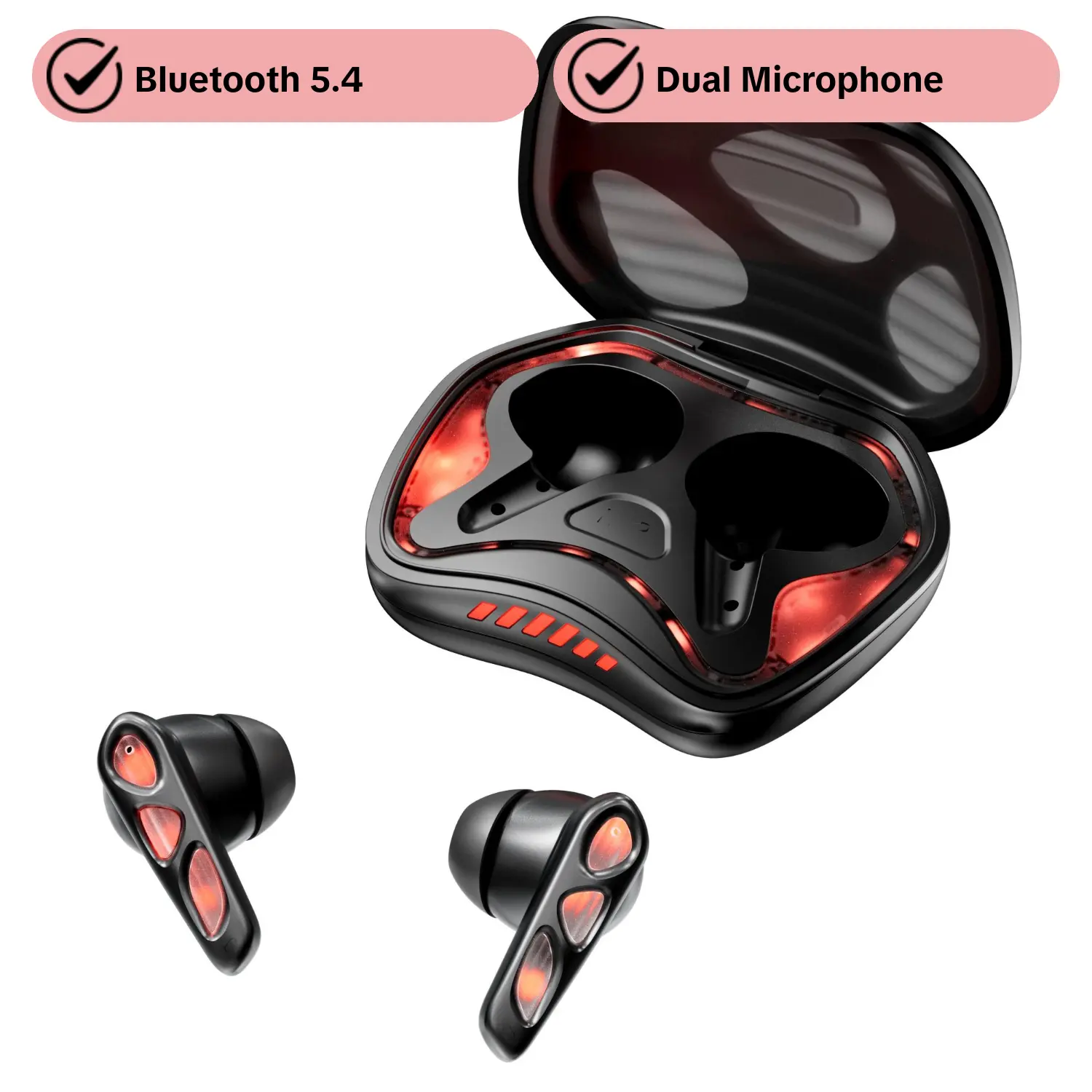 Yx36 Gaming TWS Earbuds, Unisex In-Ear Headphones with Active Noise Cancellation, Dual Mic ENC, Bluetooth 5.4, LED Display for Game Playing, Music Listening & Outdoor Play