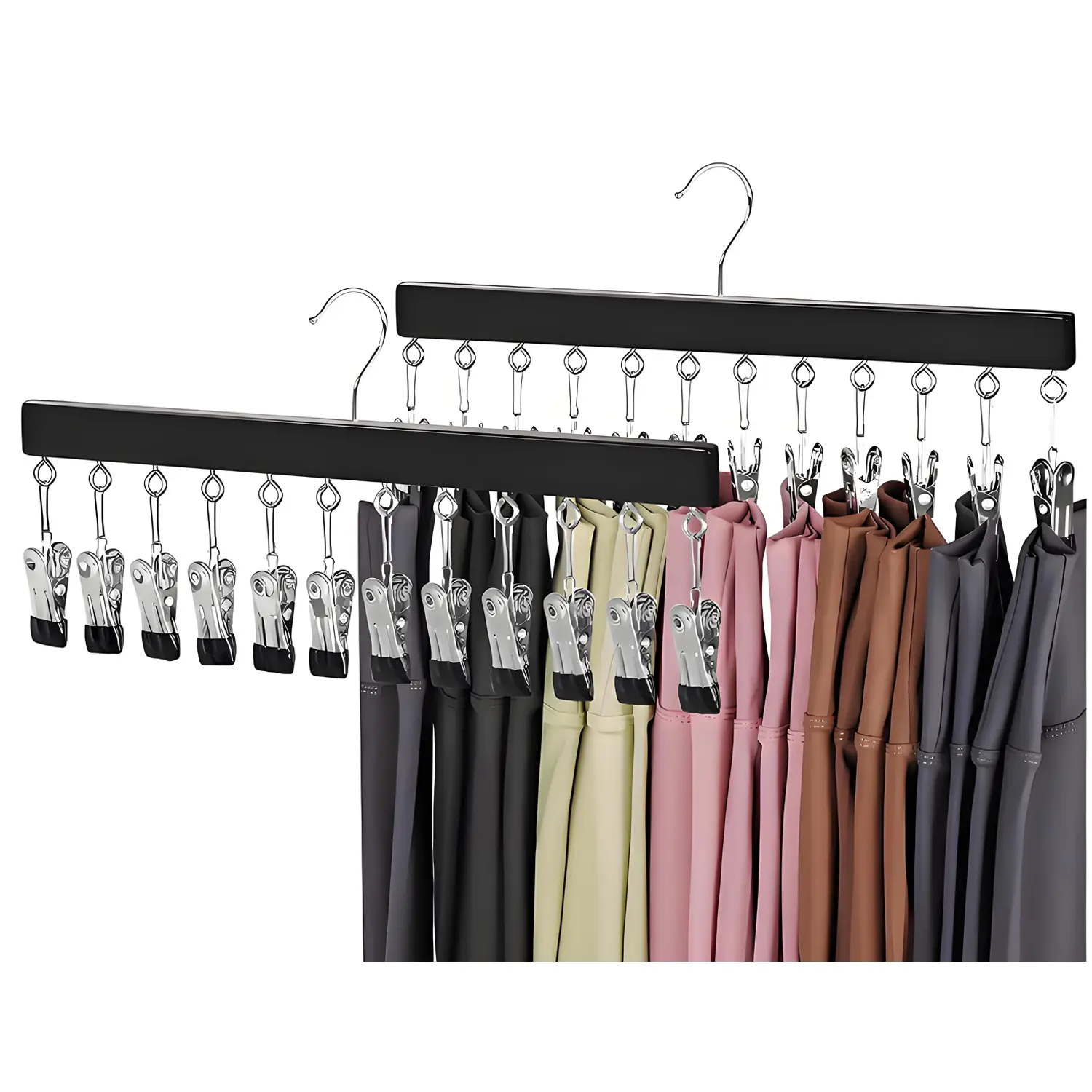 Legging Organizer for Closet, Pants Hangers with 12 Clips Holds, 360° Rotating Space Saving Hanging Clothes Organizer for Closet Organizers and Storage 1/2 Pcs,dorm room inspo,college dorm essentials,dorm haul