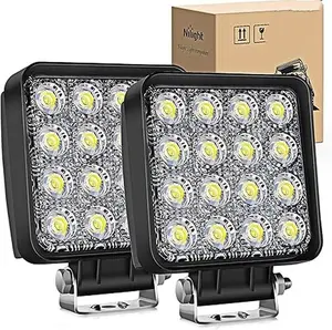 Nilight 4 Inch Square LED Tractor Light Pods 48W Flood Work Lamps for Truck Off-Road Vehicles ATV UTV Boat（1pcs）