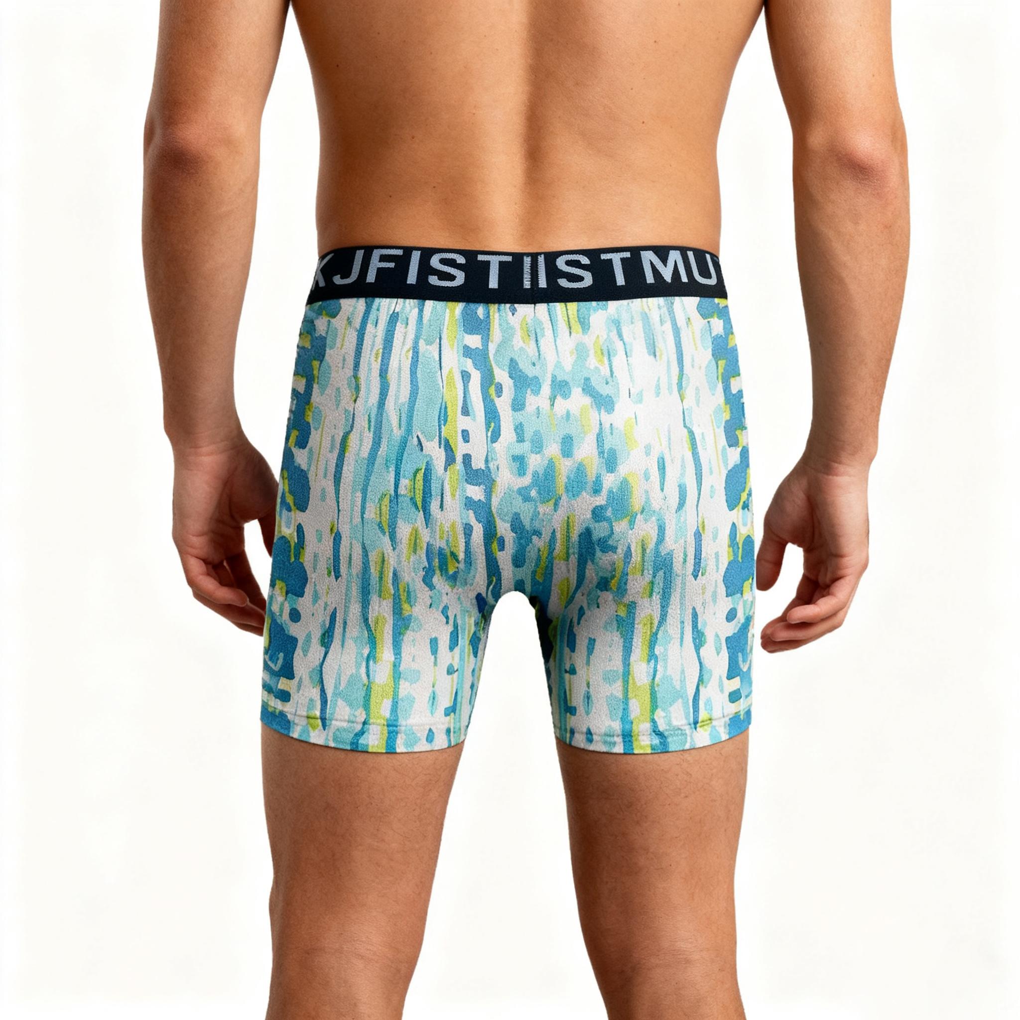 KJFISTMU 12-piece Men's Boxer Briefs Set - High elasticity, full-coverage long boxer briefs, available in various colors and printed patterns, comfortable and snug, suitable for daily wear - Bulk (machine washable and hand washable)