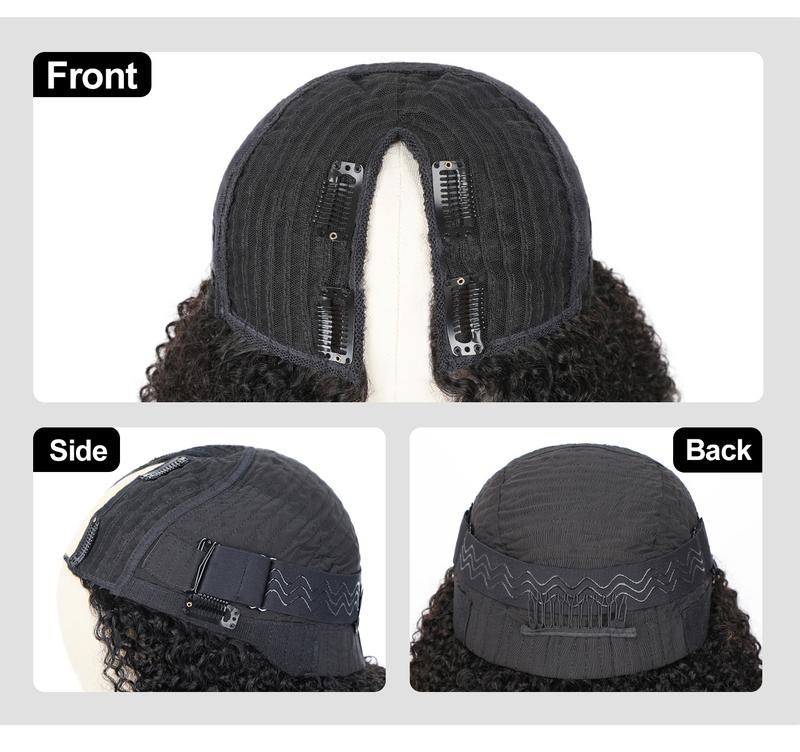 OQ HAIR V Part Wig Human Hair Afro Kinky Curly Wig No Leave Out Thin Part Beginner Friendly