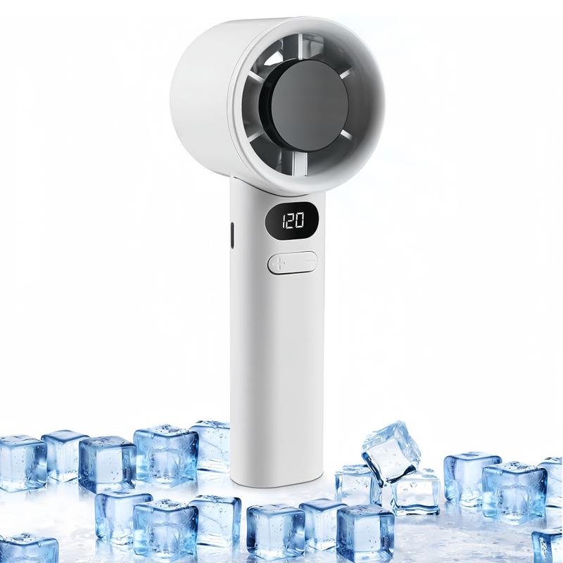 LMMAKE Handheld Turbo Fan 120 Speeds USB Rechargeable with Digital Display 1800mAh Battery Quiet Airflow for Camping Travel Home Office Compact Portable Personal Fan