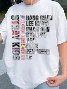 Skz Vintage Style T-Shirt, K-Pop Fan Graphic Tee, Korean Idol Street Fashion