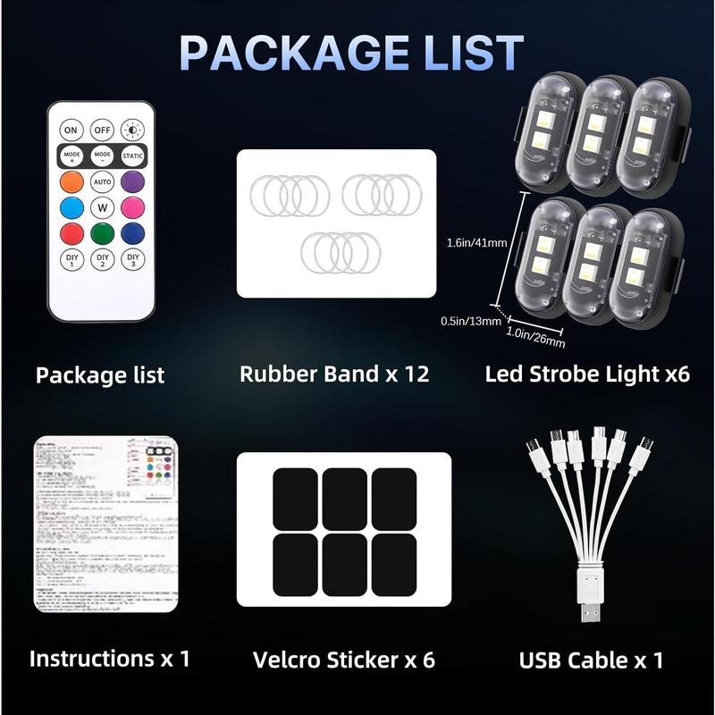 RGB Led Aircraft Strobe lights Motorcycle Lights LED Flash Position Wireless Light Aircraft Airplane Helicopter Warning Lights