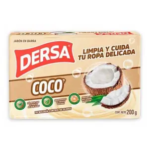 Dersa Coco Laundry Bar Soap 200gr - Gentle Cleanser for Delicate Fabrics with Refreshing Coconut Scent Imported from Colombia
