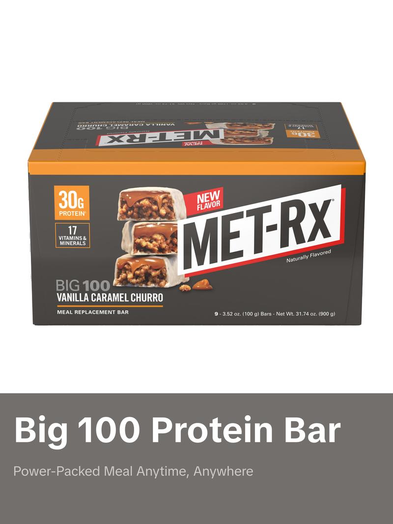 MET-RX Big 100 Vanilla Caramel Churro Protein Bars