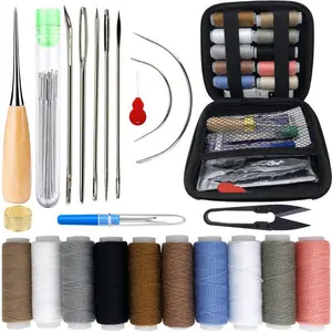 1Set Upholstery Repair Sewing Kit, Heavy Duty Sewing Kit with Sewing Awl, Seam Ripper, Leather Hand Sewing/Stitching Needles, Sewing Thread for Car/Sofa/Backpack/Shoe, Craft DIY
