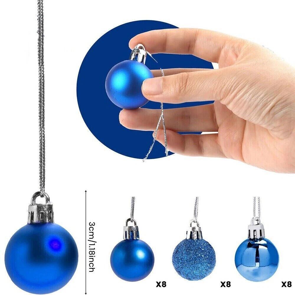 24PCS Christmas Glitter Hanging Baubles – Shatterproof Ornaments for Tree, Wedding & Holiday Decor