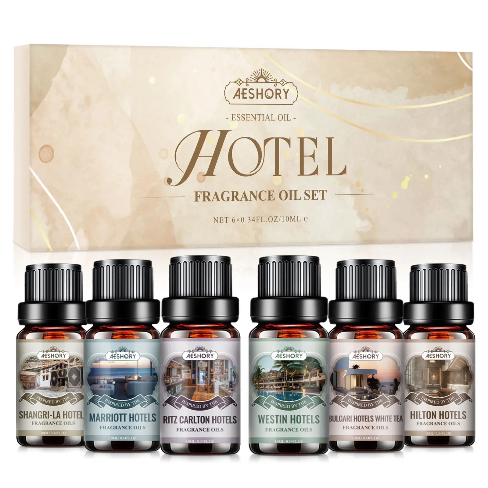 Aeshory Hotel Collection Diffuser Oil Set 6 Essential Oil Blends for Diffuser