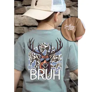 (Double side) Youth & Toddler Camo Buck Bruh Short Sleeve Youth Shirt, Trending, Summer Outfitters, family shirt, gift for son, youth colthing, toddler boy clothing