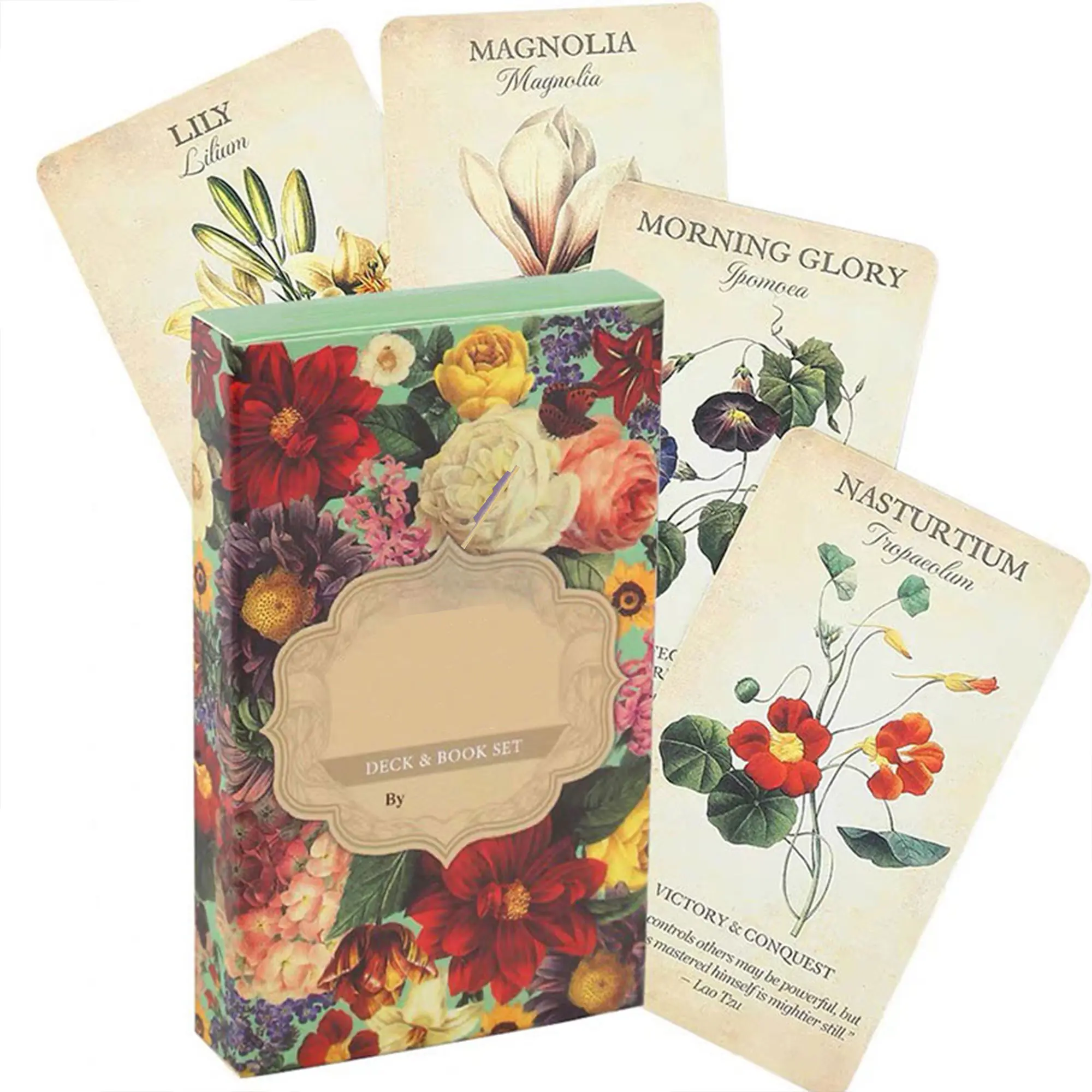 Floral Botanical Tarot Card Deck with Book, 44-Piece Card Game Set for Toys & Hobbies Enthusiasts