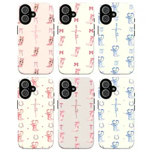 Christian Tough Phone Case, Walk By Faith Western Boots Phone Case, Cute Cowgirl Aesthetic, Christian Inspirational Protective Cover, Coastal Cowgirl iPhone Case, Cowboy Boot & Bows Design, Coquette Gift