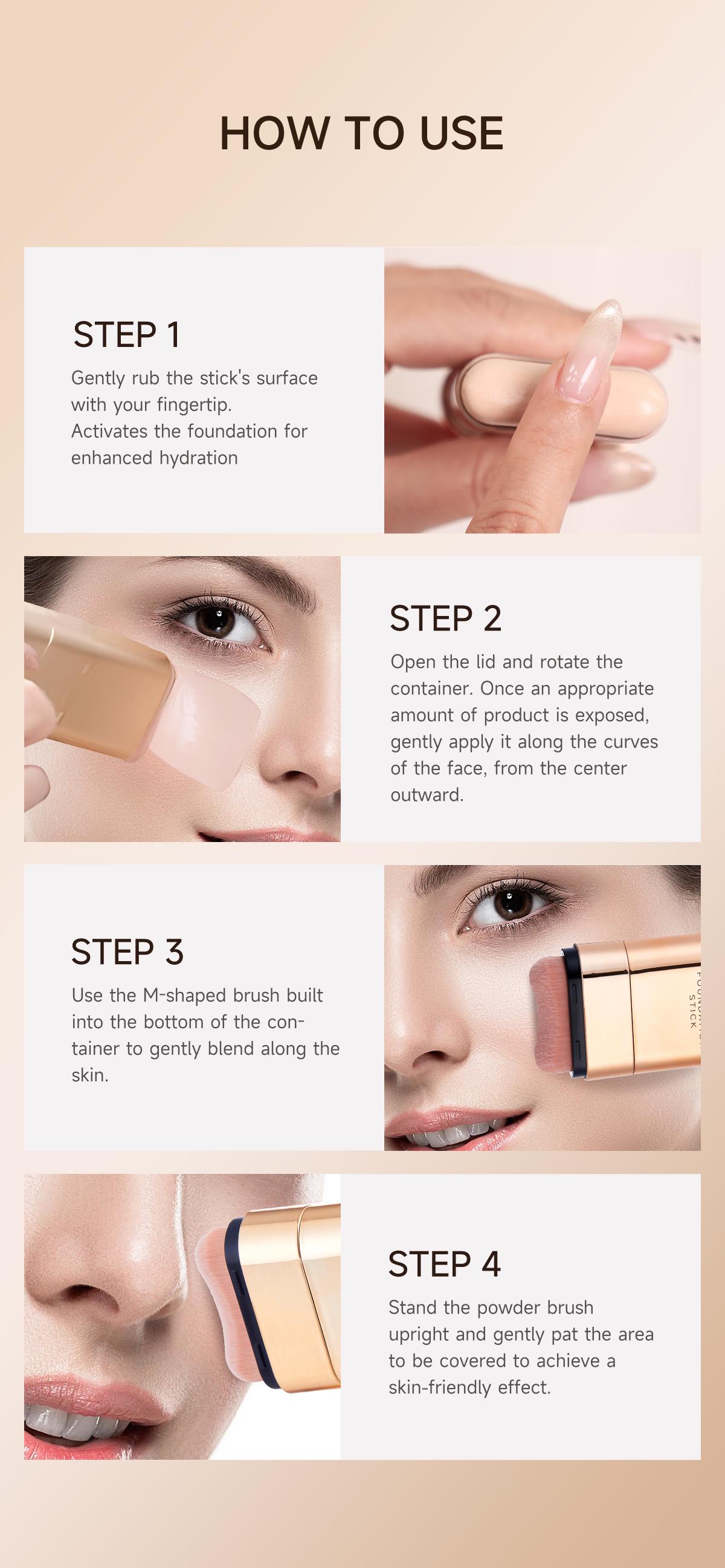 QIANWHITE Clear Radiant Skin Foundation Stick. A multi-functional concealing foundation stick enriched with skin-nourishing essences, featuring waterproof and lightweight properties to cover blemishes of various skin tones. Concealer