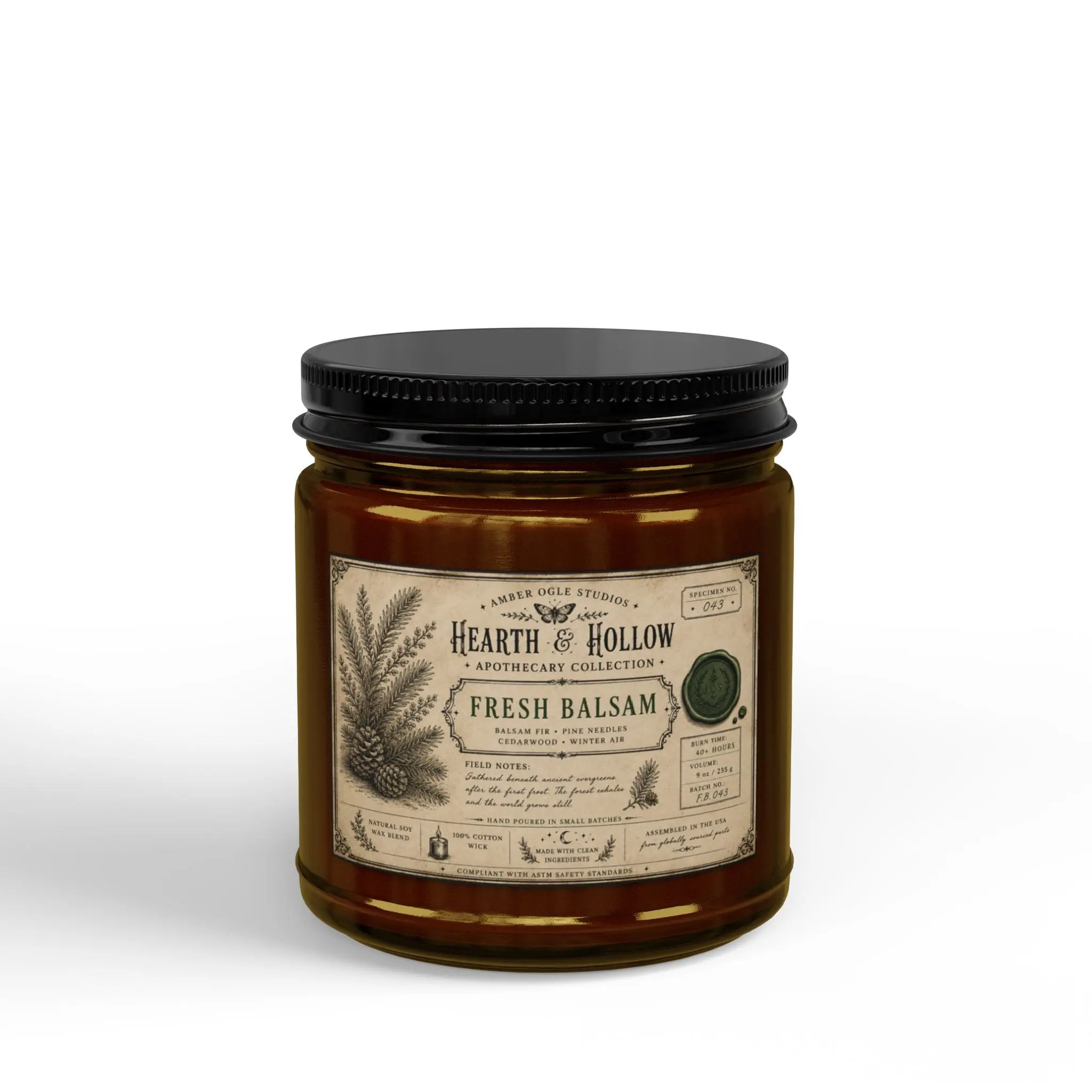 Fresh Balsam Soy Candle — Amber Jar Scented Candle