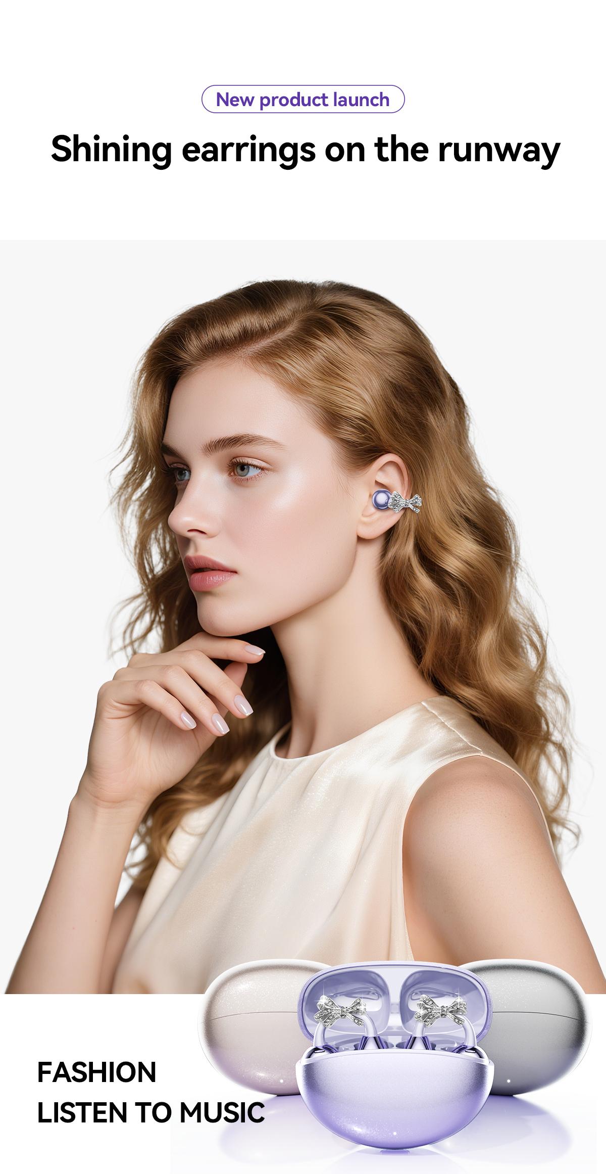 CHENRUIDA GL8 Clip On Wireless Headphones with 2025 Bluetooth 6.0 for Faster Stable Connection Low Power Use DT6.0 Pulse Directional Tech 360° ACS Panoramic Sound IPX7 Waterproof Audio Earbuds for Music&Calls Comfortable for Sports New Ear Accessories TWS