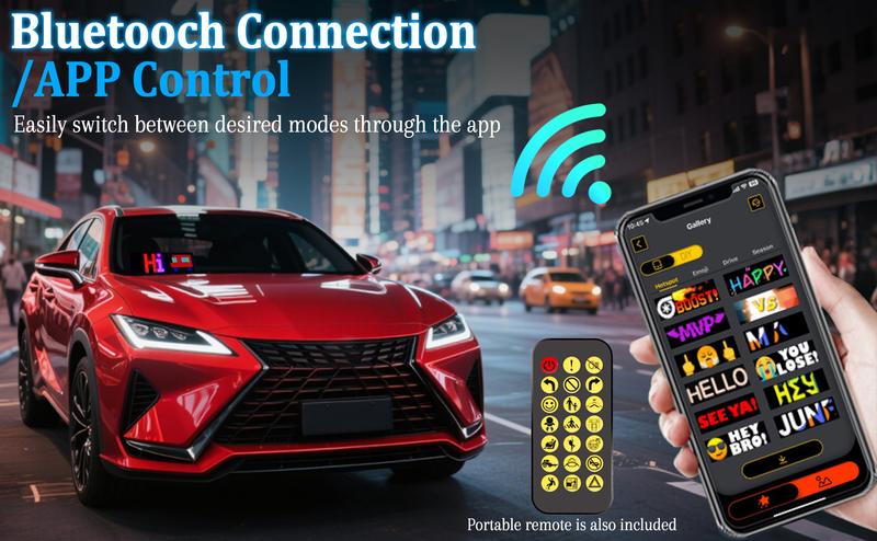 DIBMS 2PCS Bluetooth Controlled LED Devil Eyes Sign,Flex LED Display for Car, LED Sign for Car,Suitable for Windows of Cars and Small to Medium-Sized Trucks.Wireless Bluetooth LED Matrix Sign