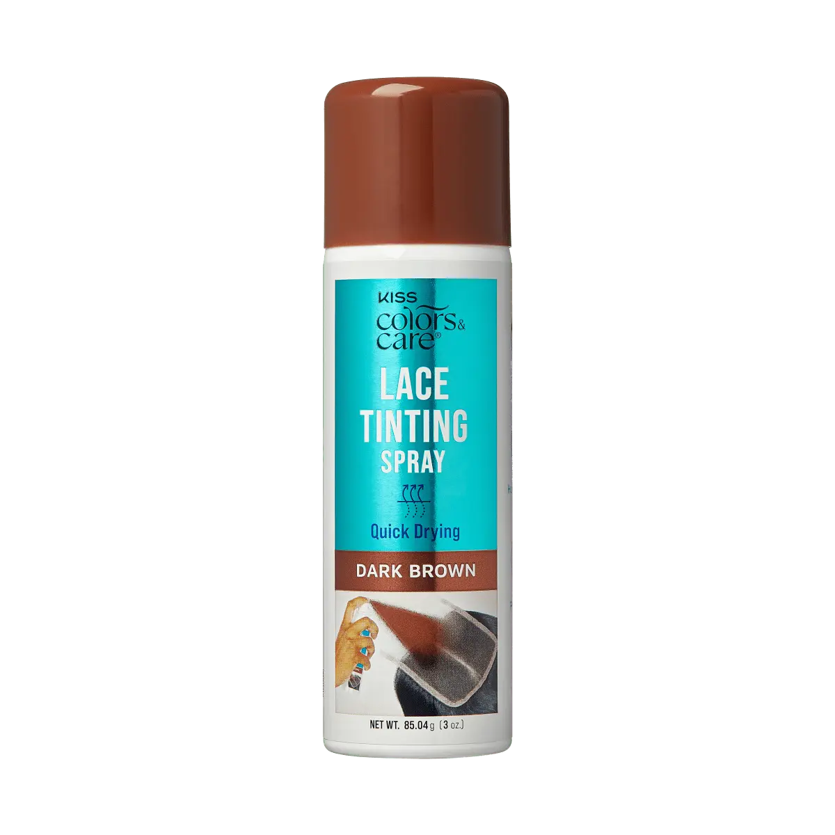 Kiss Colors & Care Lace Tinting Spray | Lace Front Wig Spray, Quick Drying, Transfer Proof, Dark Brown, Hair Care