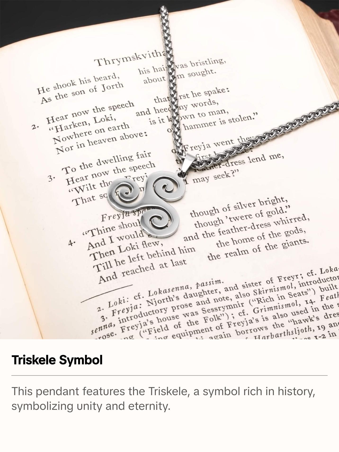 Viking Triskele Stainless Steel Pendant Necklace