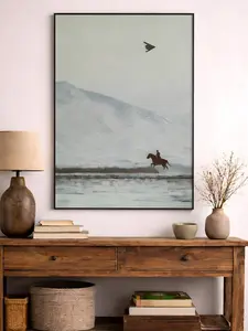 [NO FRAME] COLLECTION Cowboy on Horse and B2 Spirit Flying Satin Poster - America - Western - Mountain - Unframed Wall art - Gift for Men and Women - MADE IN USA Poster