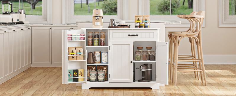 Gizoon 42-Inch Modern Kitchen Sideboard Buffet Cabinet with Storage Small Coffee Bar Cabinet with Drawer & Door for Bathroom Living Room