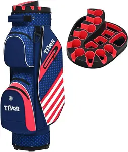 TIVOR 2026 T-Lock Golf Cart Bag – 15-Way Full-Length Dividers, 9 Pockets, Ergonomic Straps & Easy-Grip Handle | Versatile for Cart or Walking, Rain Cover Included