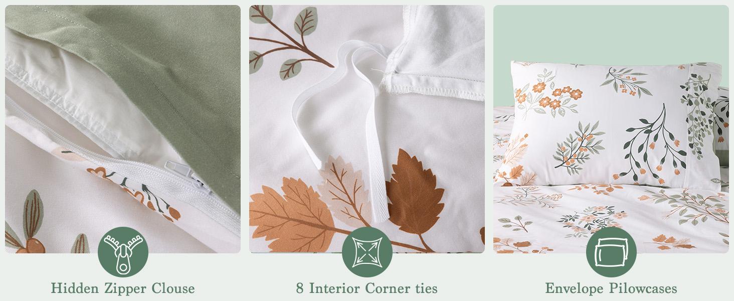 Shilucheng Floral Cotton Duvet Cover 3 Piece Set Soft Breathable Botanical Print Bedding Comforter Cover Perfect To Upgrade Your Bedroom Atmosphere bed  set cozy  bed  sheets