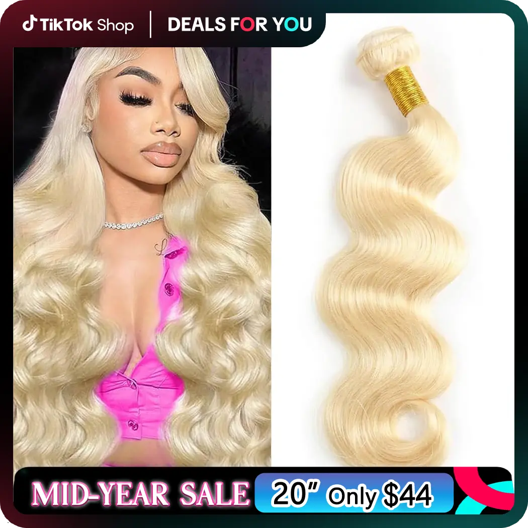613 Honey Blonde Body Wave Bundles 16A Grade , Brazilian Virgin Human Hair Weave, Tight Double Weft Anti Shedding Unprocessed Real Human Hair 1 Bundle
