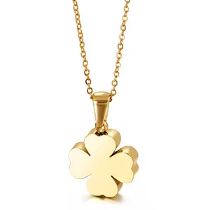 Lucky Charm Four- Leaf Clover Necklace - Gold or Steel