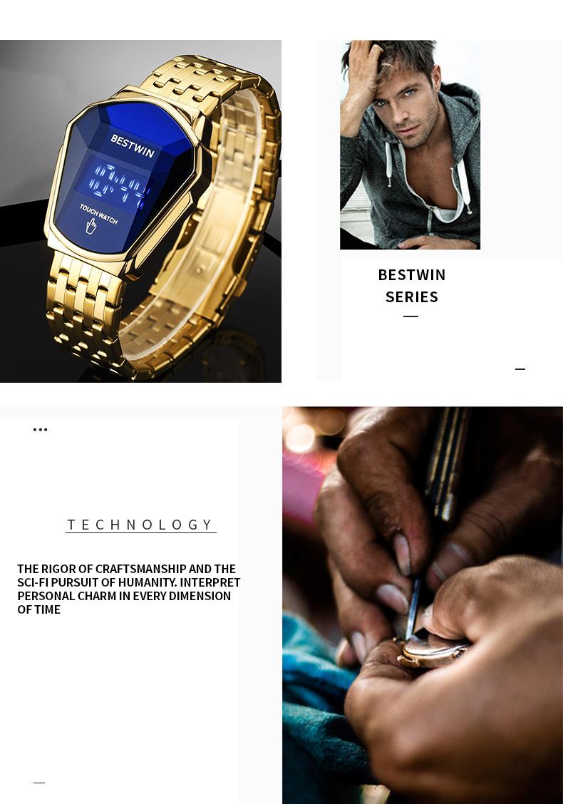 【SpringStatements】Touchscreen Racing Sport watch Luxury Mens Racing Sport ​Iridescent diamond-shaped mirror surfacet WatchMultifunction Chronograph  Stainless Stee! Casual Business Stvle Perfect Giftfor Him fashionable wristwatch time display